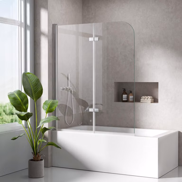 S'AFIELINA Cabine doccia pieghevole 2 pezzi per vasca 110x140 cm, vetro di sicurezza ESG 6 mm con rivestimento NANO Easy-Clean