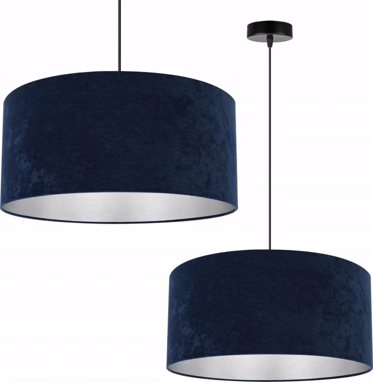 Lampada a sospensione, lampadario da soffitto, cromo, paralume in velluto