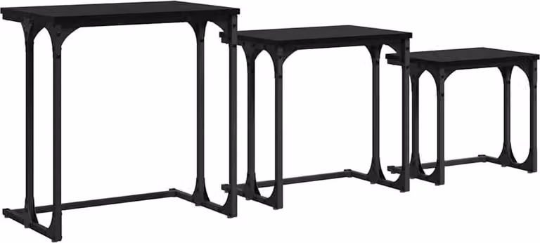 Tavolo da caffè nesting 3 pcs Rovere nero Legno multistrato