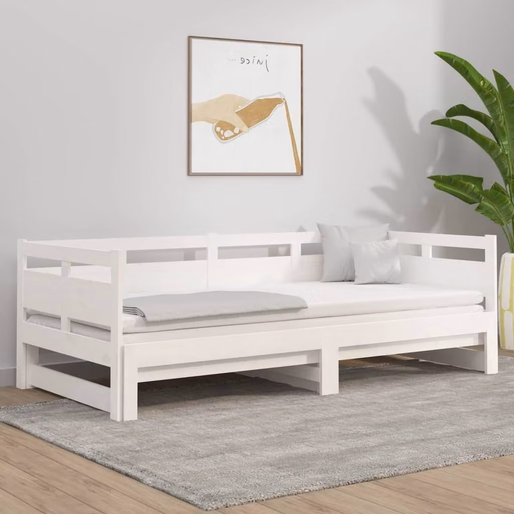 The Living Store Daybed allungabile in pino massiccio bianco 2x(80x200) cm