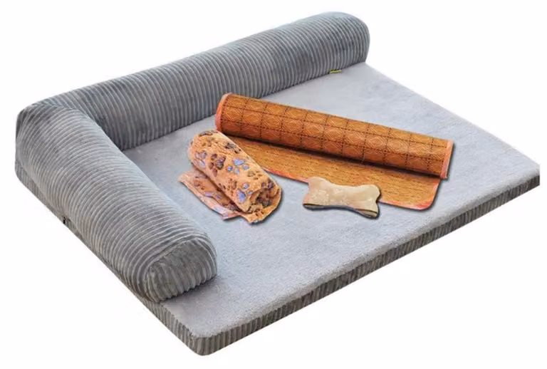 Cuccia per cani, lavabile e con rivestimento removibile, adatta a cani di taglia media e grande. Set composto da quattro pezzi, colore grigio, taglia XL (110*95*20 cm)