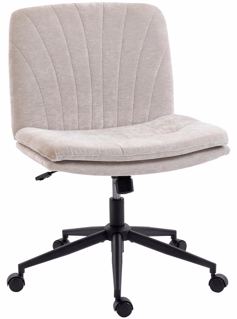 Sedia da ufficio - Sedia da scrivania - Regolabile in altezza - Girevole - Seduta imbottita - Funzione basculante - Ruote - Beige