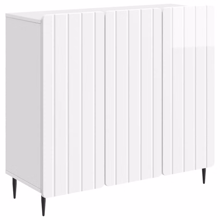 Credenza Bianco Lucido 89 x 34,5 x 82 cm Legno ingegnerizzato