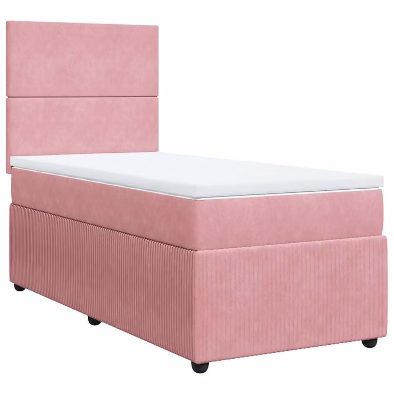 Giroletto a Molle con Materasso Rosa 80x200 cm in Velluto