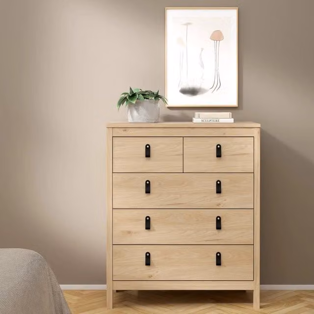 Cassettiera Nicholas DMORA in Rovere per Camera da Letto e Soggiorno L 82 cm x P 38 cm x H 99 cm