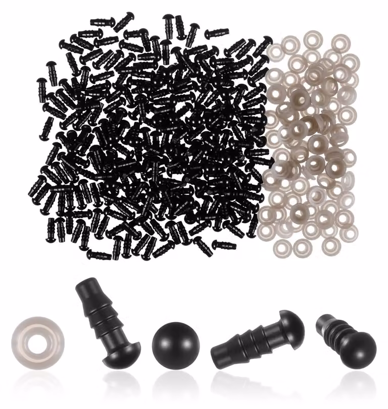 Occhi di sicurezza, 5+6 mm, 300 pezzi, neri, per peluche