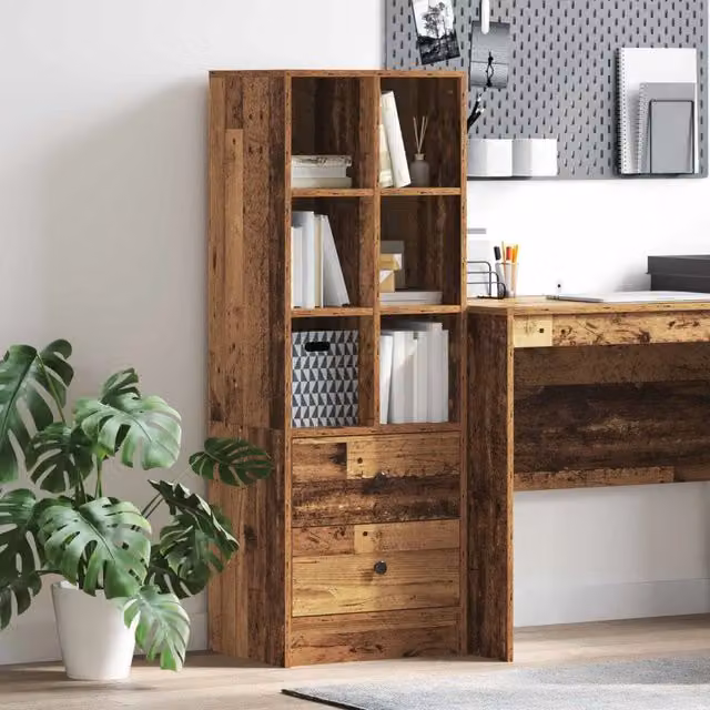 Credenza con cassetto vidaXL in legno effetto vecchio marrone L 45,5 cm x P 34 cm x H 127 cm – 1