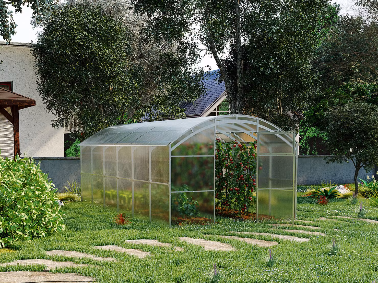 Serra in policarbonato Garden Dream "Gardener" 3x12m in acciaio, con policarbonato 10mm