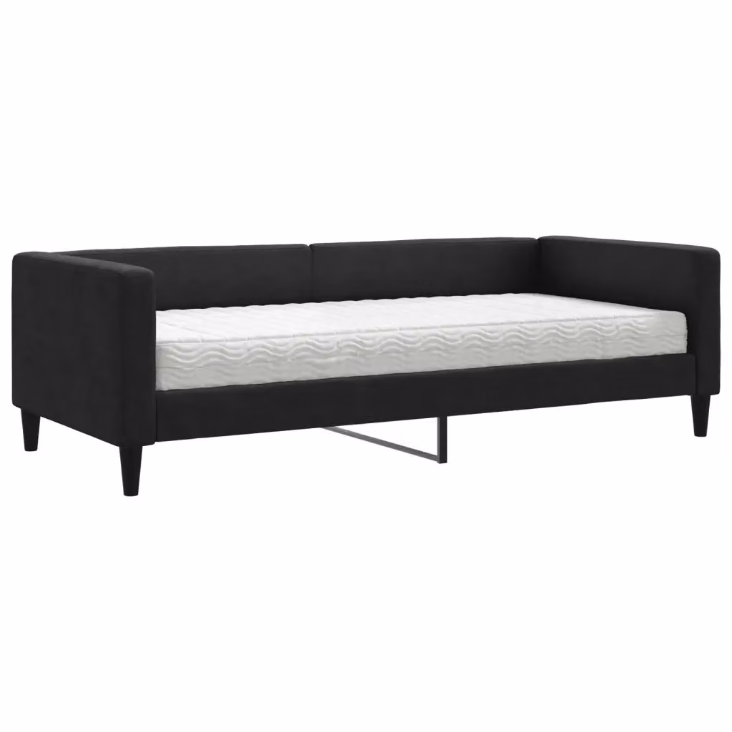 Divano Letto Moderno vidaXL in Tessuto Nero con Materasso in Schiuma L/P/H: 90 x 190 cm – 2