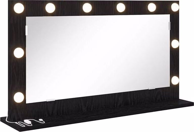 Specchio da Vanità Rettangolare Rovere Nero 80 x 45 x 18 cm