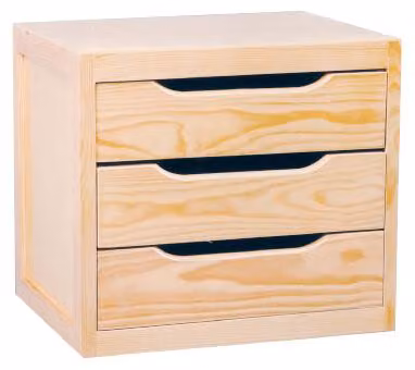 Cassettiera da Tavolo 3 cassetti 39x30x29,5 cm in Legno di Pino Naturale