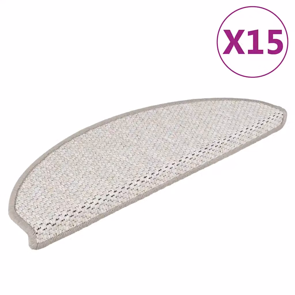 vidaXL Tappeti Autoadesivi Scale Aspetto Sisal 15 pz 65x21x4cm Platino