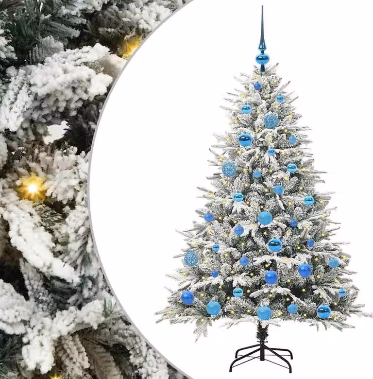 Albero di Natale Artificiale Pre-illuminato con Set di Palline