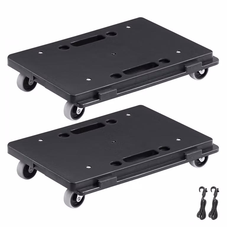 Carrello per mobili - Mobilità per carichi pesanti - Rotelle a 4 ruote - Compatto e stabile - 2 pezzi - 40,6 x 27,9 cm - Capacità 227,8 kg - Nero