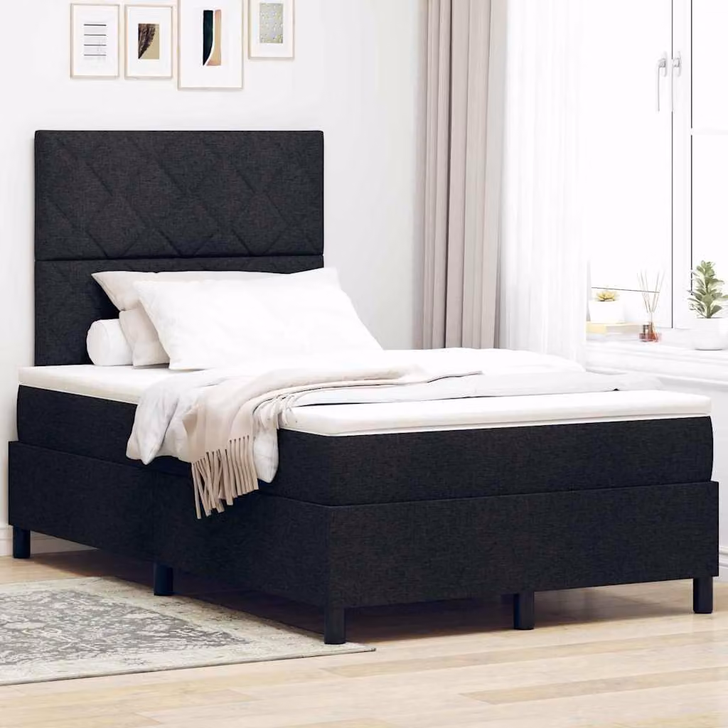 Maison Exclusive - Letto con boxspring e strisce LED, colore nero, dimensioni 120 x 200 cm, rivestito in tessuto
