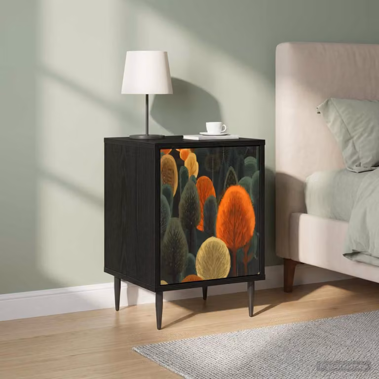 Set di 2 Armadi da Notte vidaXL ZAANDAM Moderni in MDF Nero Opaco L: 36 cm, P: 33 cm, H: 51 cm