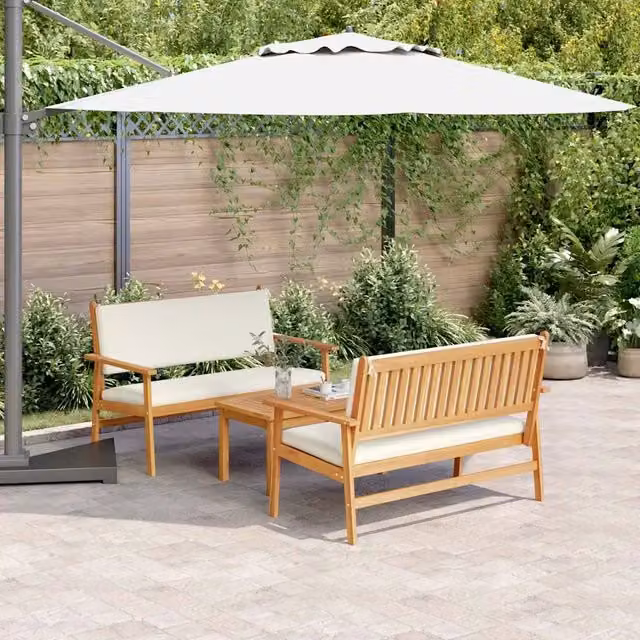 Set Divano da Giardino 3 pz 4-Numero di posti Marrone 3325229