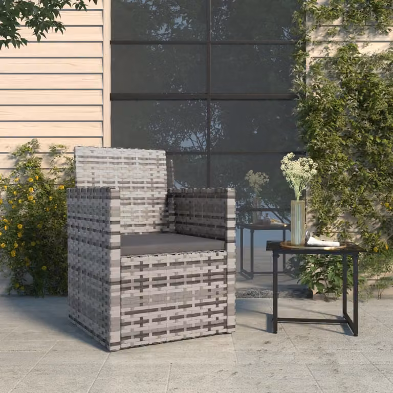 Poltrona da giardino moderna vidaXL in rattan e metallo con cuscino color antracite