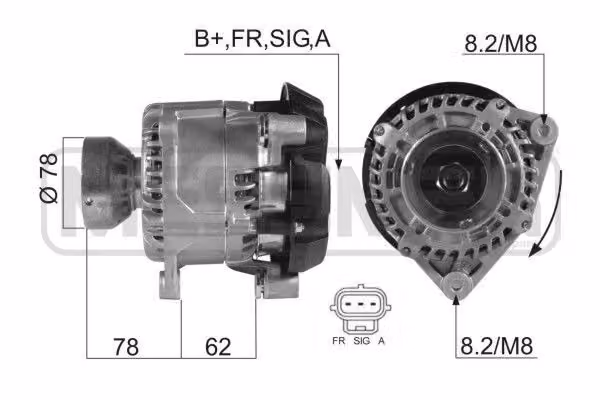 ERA 210366A Alternatore LiMa 124A 14V per FORD FOCUS (DAW, DBW), FOCUS Station Wagon (DNW), TRANSIT CONNECT (P65, P70, P80) e Tourneo Connect Mk1