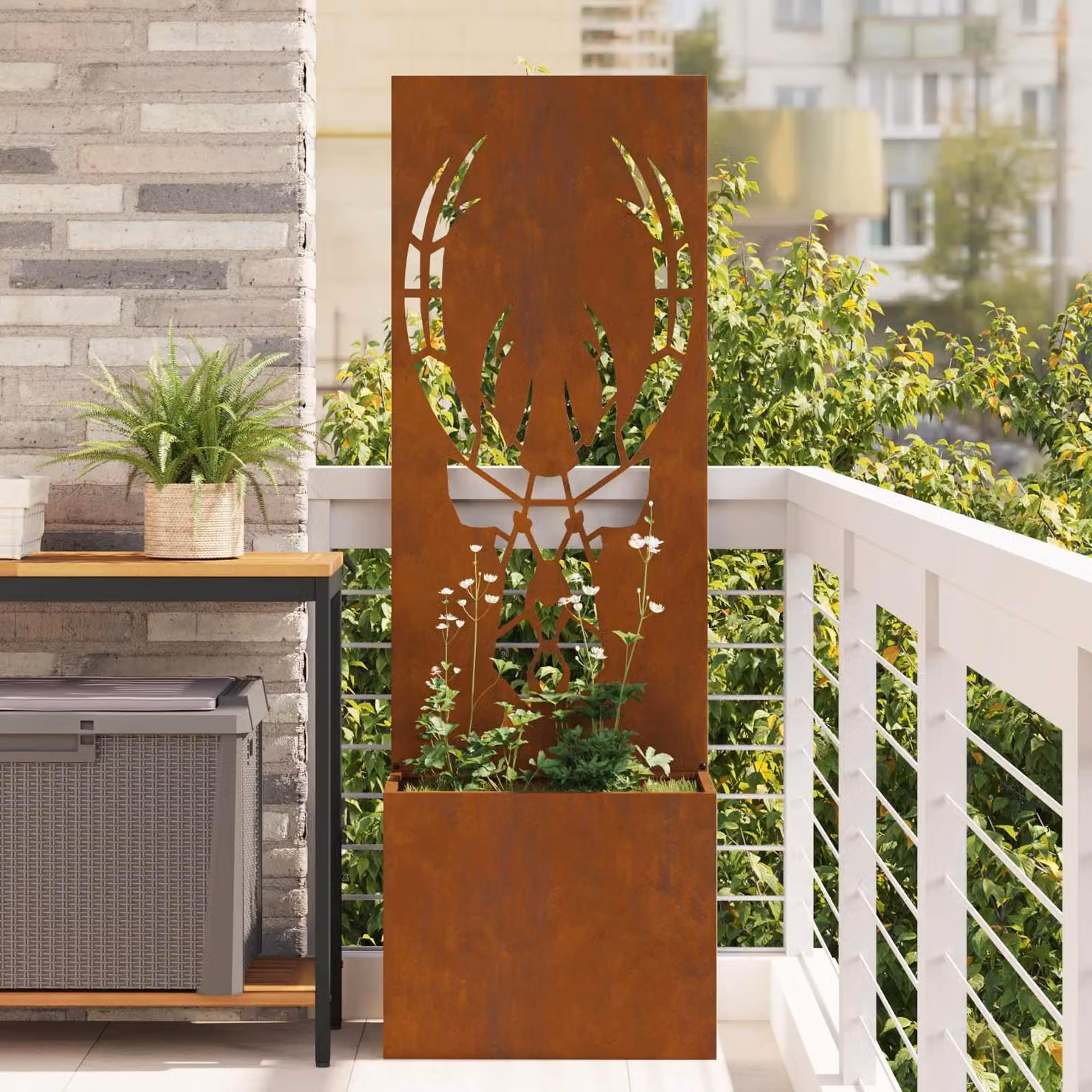Paravent per privacy in giardino vidaXL in acciaio, marrone, L 50 cm x P 32 cm x H 150 cm