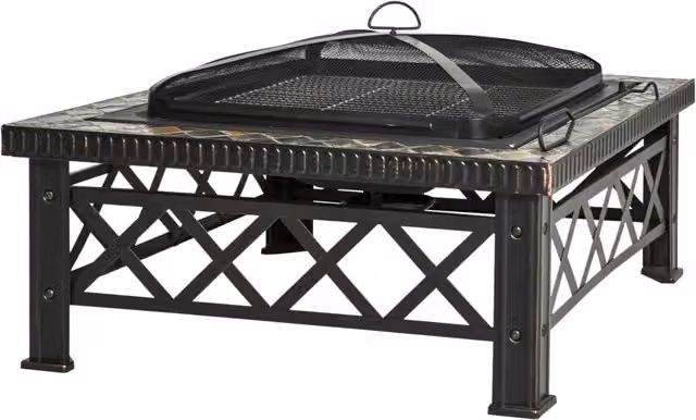 Berbecue a Legna 76x76x47 cm in Metallo Nero