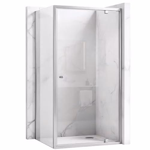Rea - Cabina Doccia Angolare Primo Swing, Cromo 90X100, D'Angolo Senza Piatto Doccia, Vetro Di Sicurezza Temperato Trasparente 4mm, Inclinabile, 90 X 100 X 190 cm