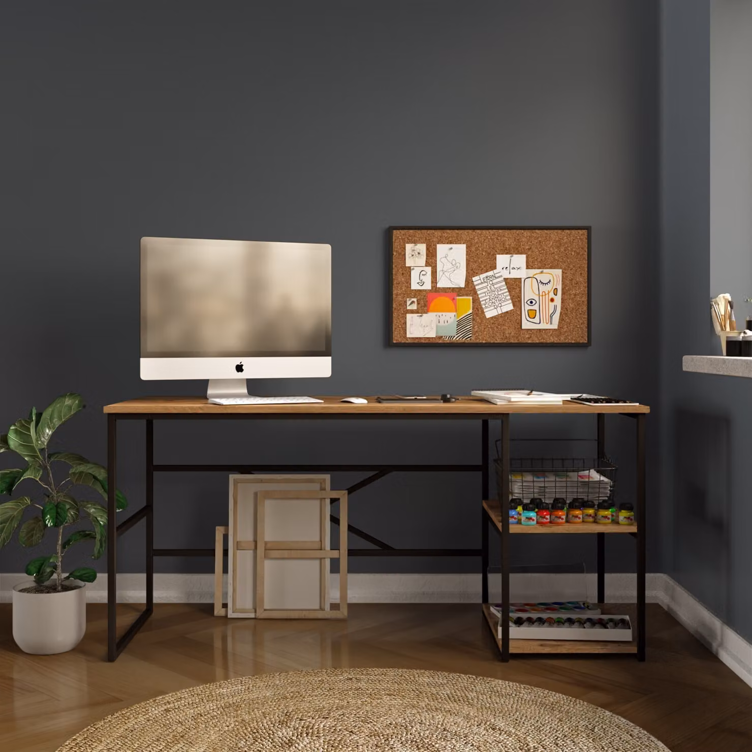 Skye Decor, Vg28-A, scrivania, pino atlantico, pannello di legno rivestito al 100 % di melamina, 160 x 60 x 75 cm