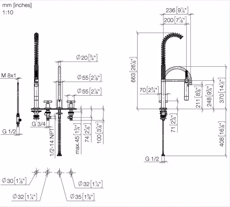 Garniture de douche professionnelle Dornbracht, rosace ronde, système anticalcaire, 27799970-93, 27799970-93
