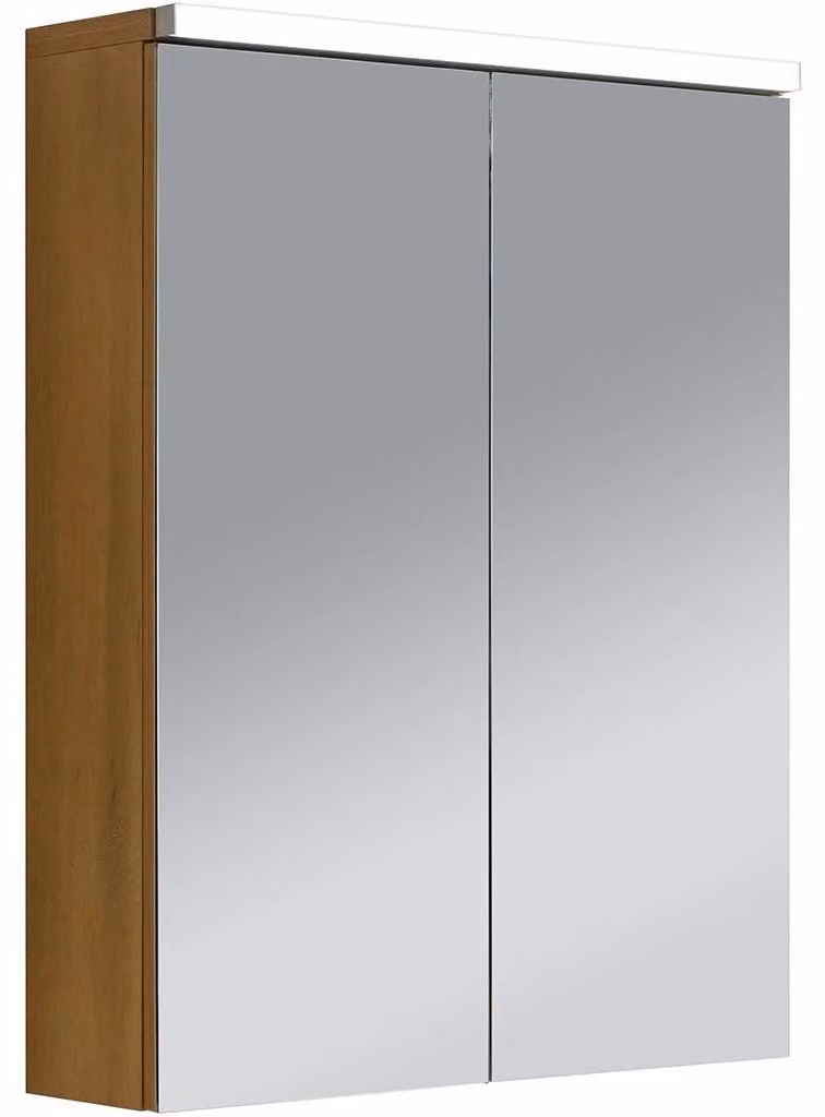 CERANO - Mobile a specchio da bagno con illuminazione a LED Avia - rovere miele - 55x70x16,5 cm