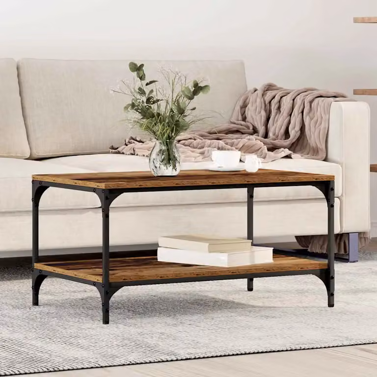 vidaXL Tavolino da salotto rettangolare in legno marrone L: 80 cm, P: 50 cm, H: 40 cm