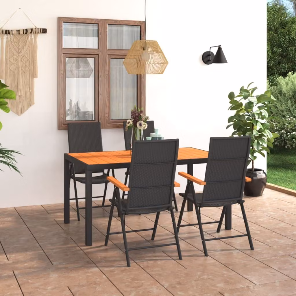 The Living Store Set da pranzo da giardino 5 pezzi nero e marrone