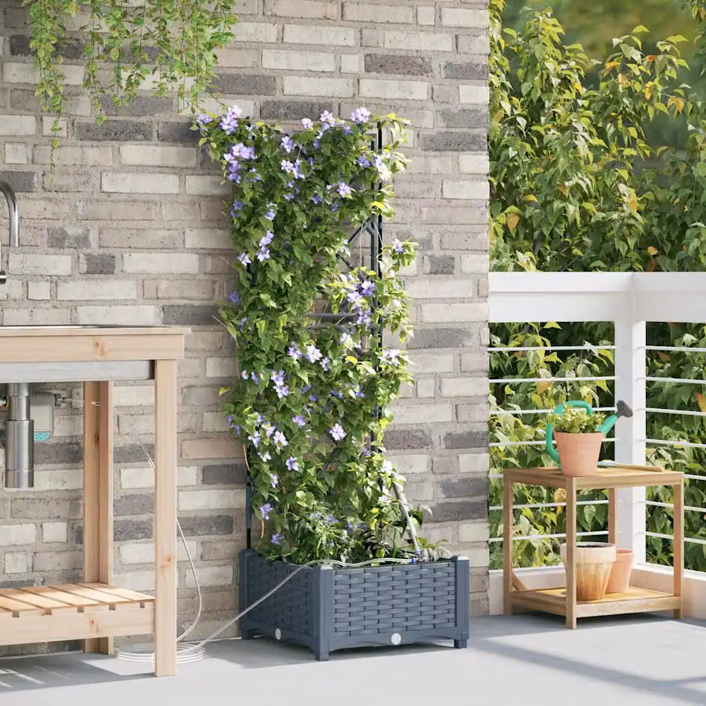 Vaso da giardino vidaXL in plastica Grigio Chiaro L/P/H: 40 x 40 x 126 cm
