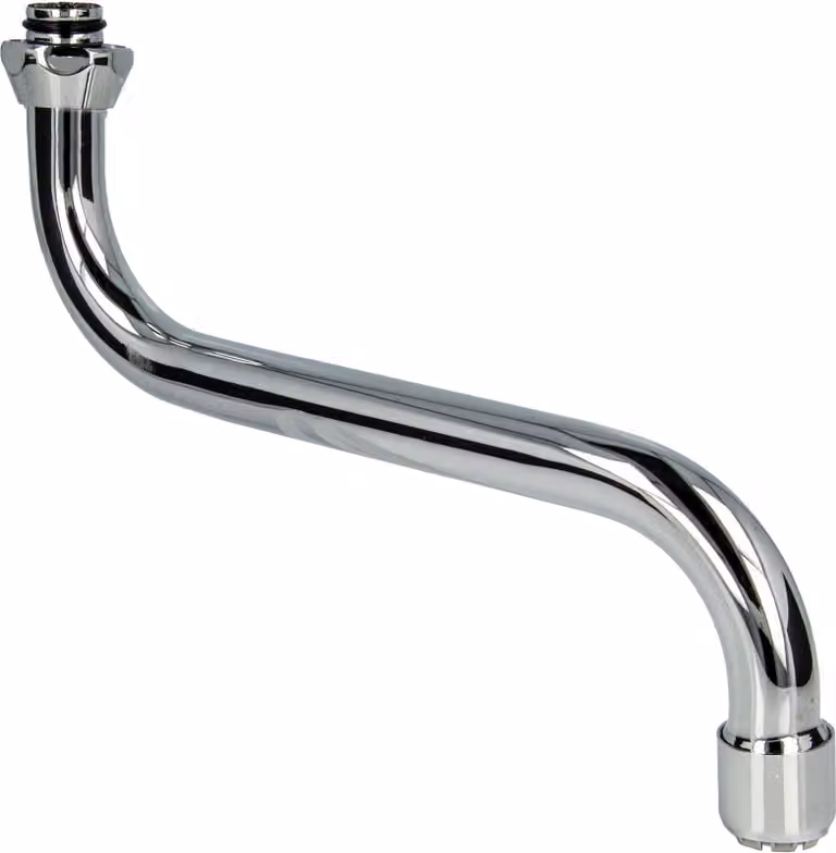 bocca tecuro S per rubinetti a parete a bassa pressione Guarnizione conica da 3/4 di pollice, lunghezza 150 mm, ottone cromato