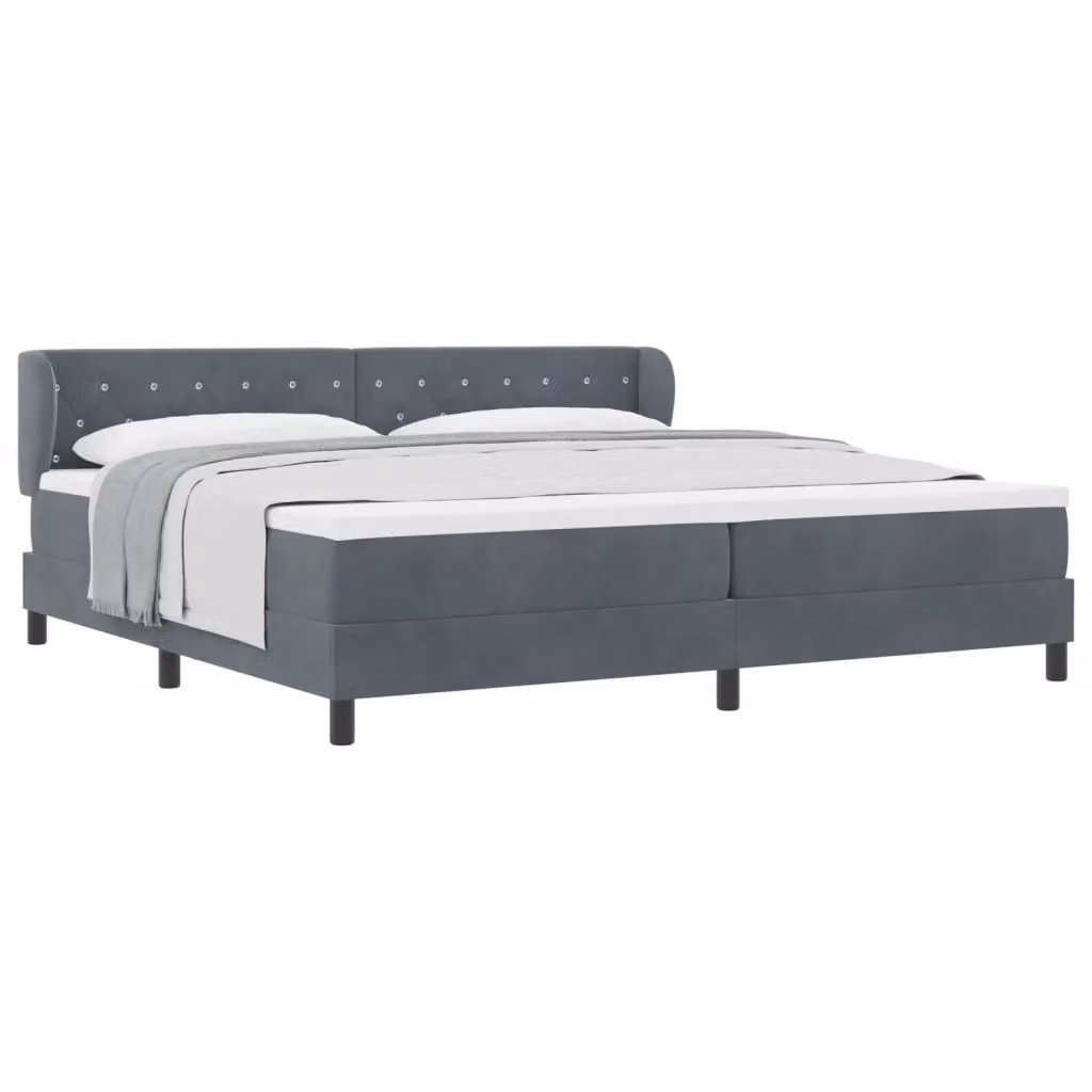 Letto a molle con materasso vidaXL in velluto grigio, L/P/H: 200 x 200 x 88 cm – 2