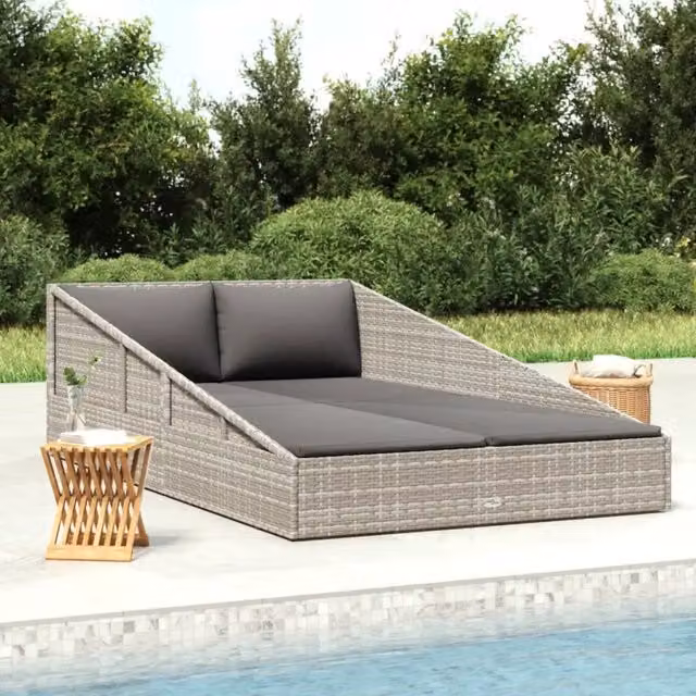Lettino da Giardino Grigio 110x200 cm in Polyrattan 45777