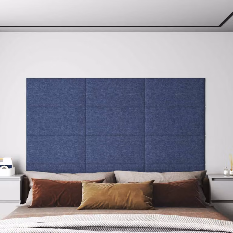 Set di 12 pannelli per testiera da parete vidaXL in tessuto blu, L: 60 cm, H: 30 cm
