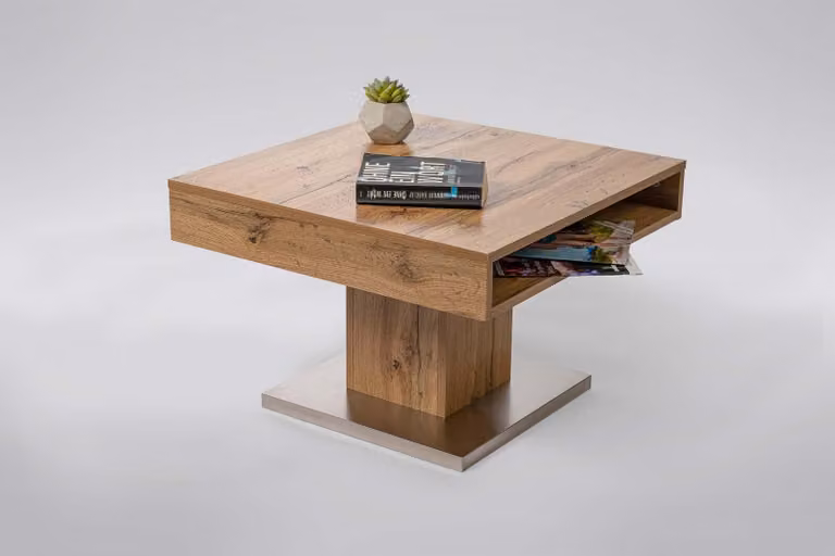 Tavolino da caffè M2 Kollektion, modello Milano, finitura effetto legno di quercia, dimensioni: 75x45x75 cm