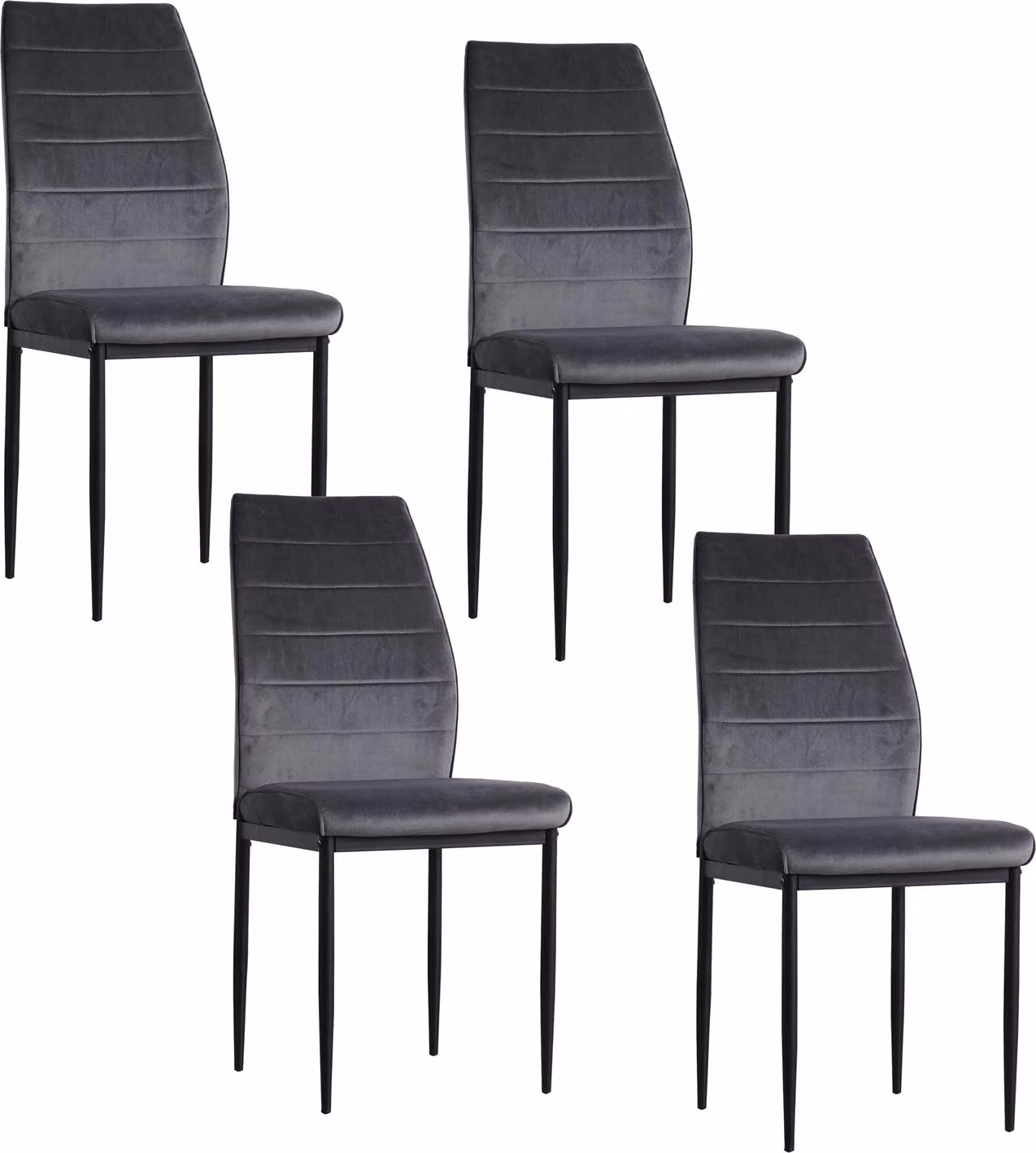 Sedia da pranzo Madison in velluto grigio, set da 4