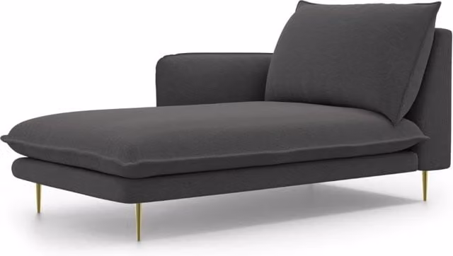 Chaise longue sinistra Vienna di Cosmopolitan Design in tessuto grigio antracite L/P/H: 170 x 110 x 95 cm