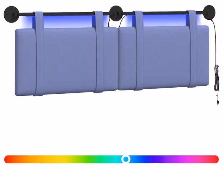 Testiera sospesa Con luce LED Blu jeans Tessuto