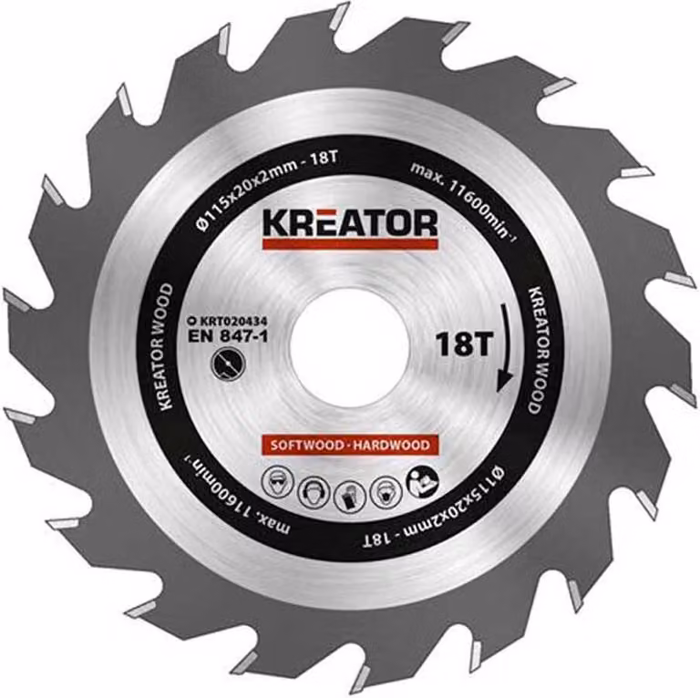 Kreator 115x20x2,0 Mm 18t disco per sega circolare per legno argento argento Taglia unica