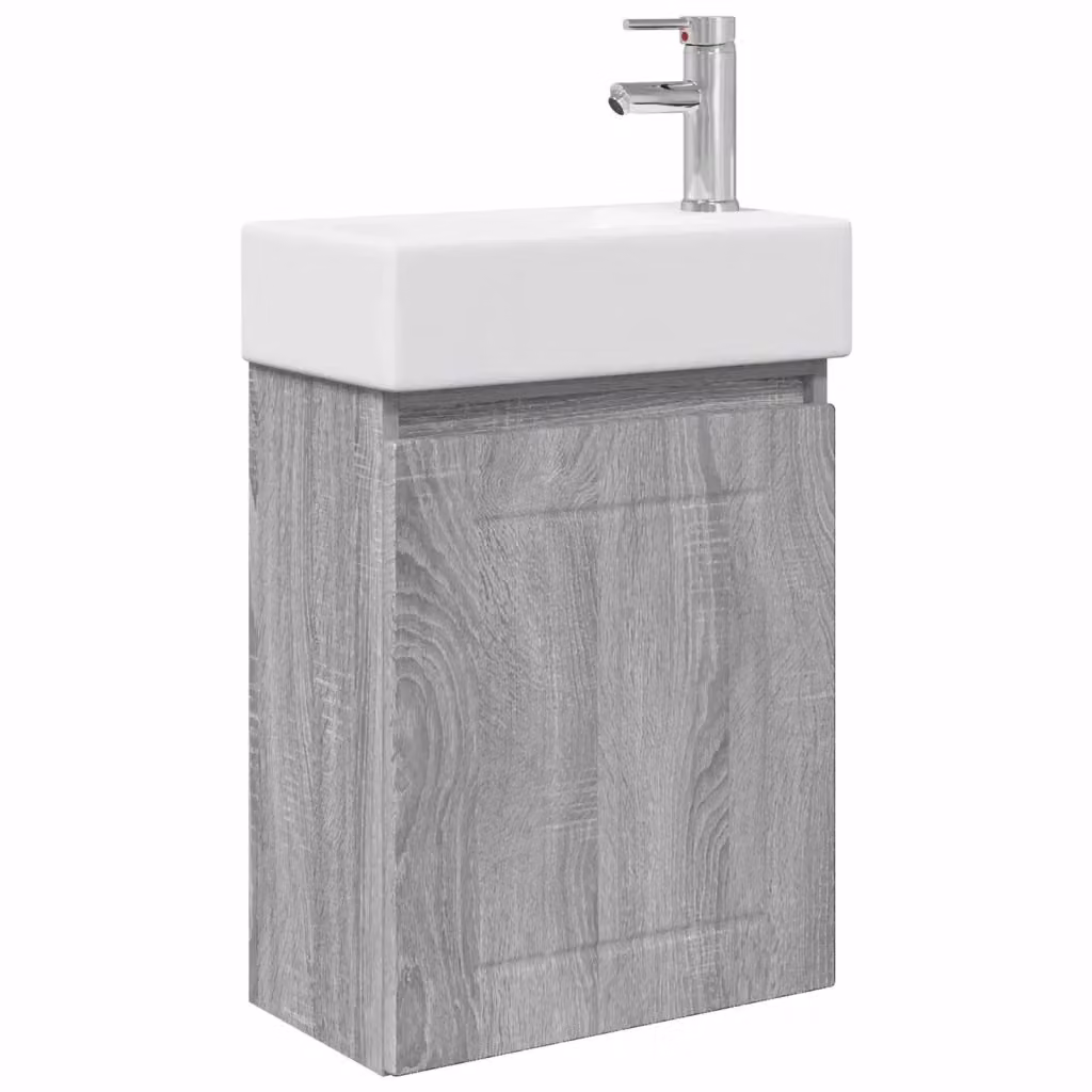 Mobile bagno moderno vidaXL Sonoma grigio con rubinetto, L/P/H: 45,5 x 25,5 x 84 cm – 2