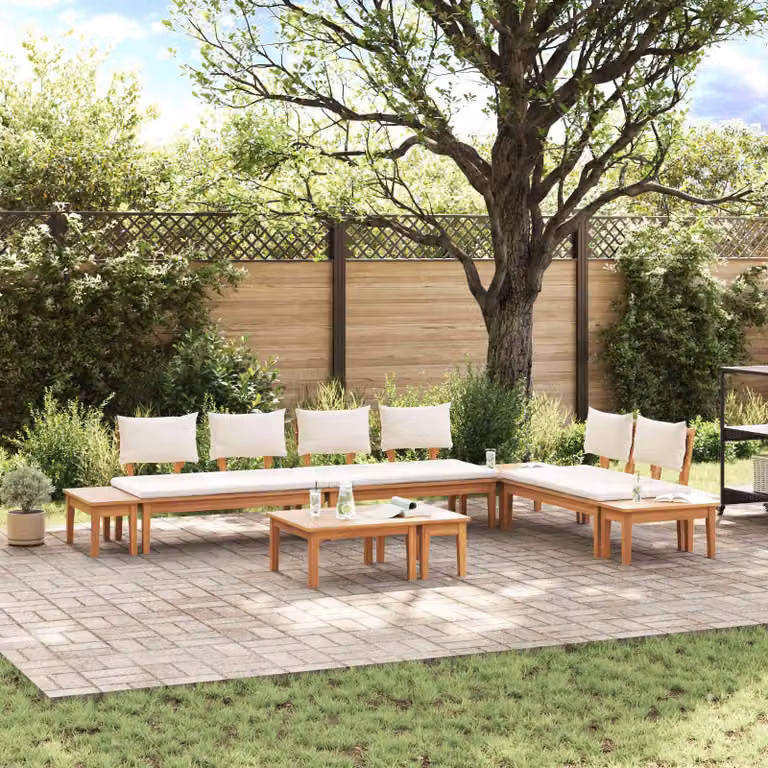 Maison Exclusive - Set di divani da giardino, 5 pezzi, color marrone e crema