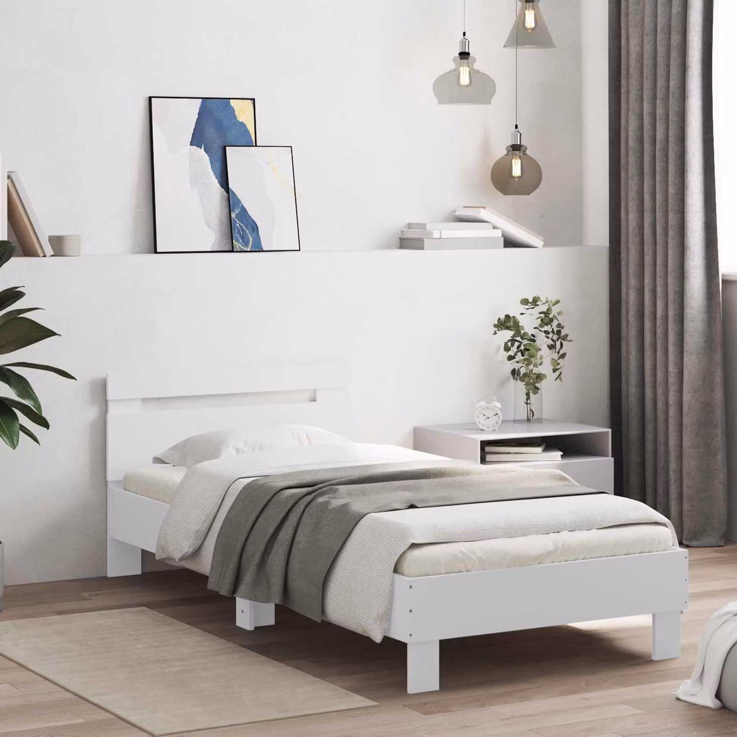 Struttura del letto moderna vidaXL in legno ingegnerizzato bianco, L 200 x P 80 x H 85 cm