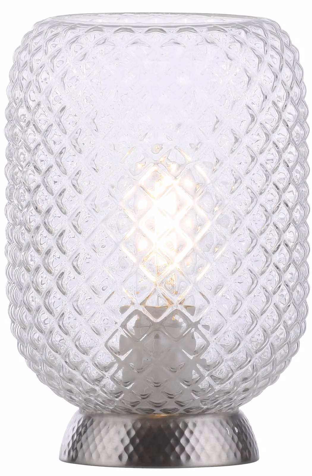 Lampada da tavolo, nera, vetro rigato trasparente, H 22,5 cm