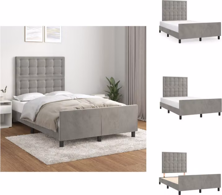 vidaXL Letto con testiera in velluto grigio chiaro 120x200 cm - Letti & Reti