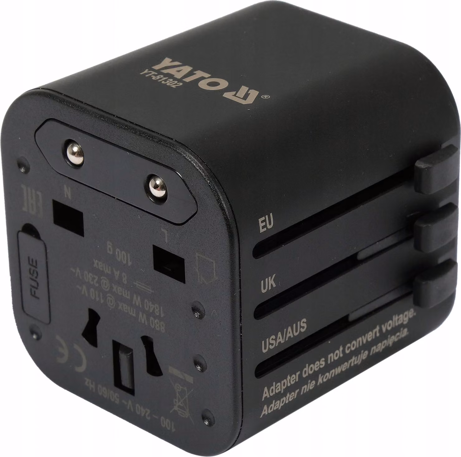 Yato YT-81302 Adattatore di spina elettrica universale nero