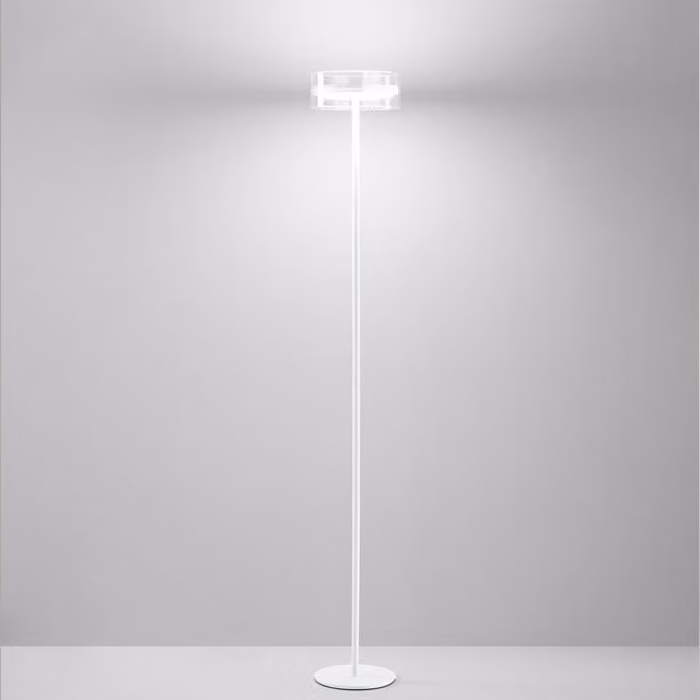 Lampada da terra LED Perenz Aere bianca con vetro trasparente e funzione dimmable up/down