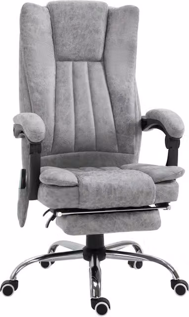 Sedia Poltrona Presidenziale da Ufficio 62x67x113-120 cm Massaggiante Riscaldante Grigia