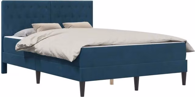 Letto matrimoniale | Letto per adulti | Struttura letto con materasso Blu 120 x 190 cm Velluto